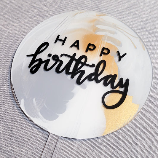 Cake Topper - Marble Happy Birthday